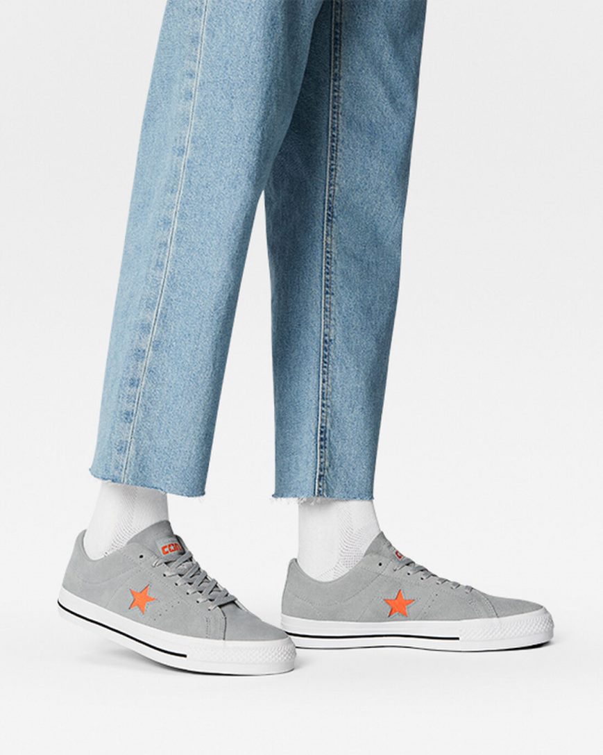 Men's Converse One Star Pro Skate Shoes Grey / Orange / White | AU 48156A